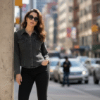 black curve denim front