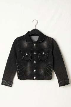 The Frayline Eyelet Black Denim Jacket