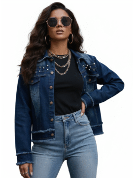 The Studded Edge Pearl Denim Jacket