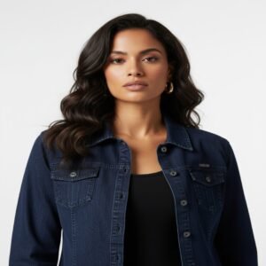 Women’s Dark Blue Denim Jacket – Tailored Fit