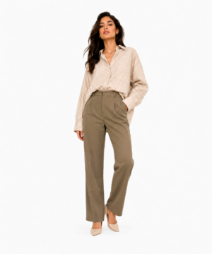 High Rise Straight Fit Cotton Lycra Korean Trouser